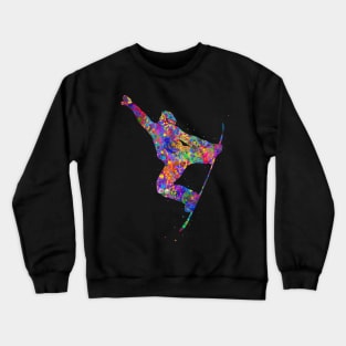 Snowboarder watercolor art Crewneck Sweatshirt